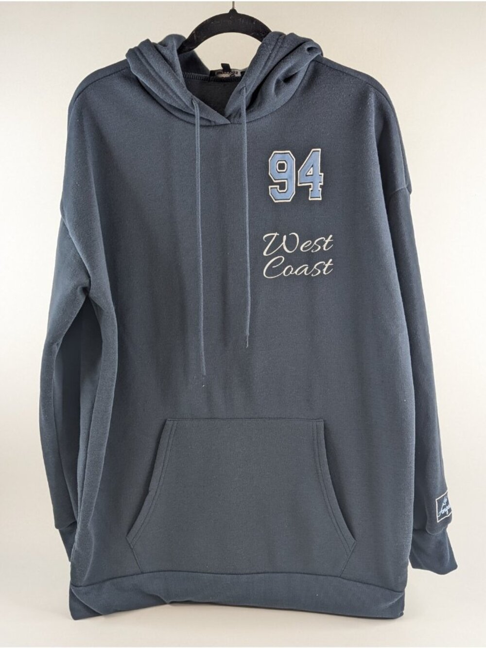 Sugarkiss LA Athletics 94 Womens Medium Hoodie Blue Oversized Long Sweatshirt - Picture 3 of 9